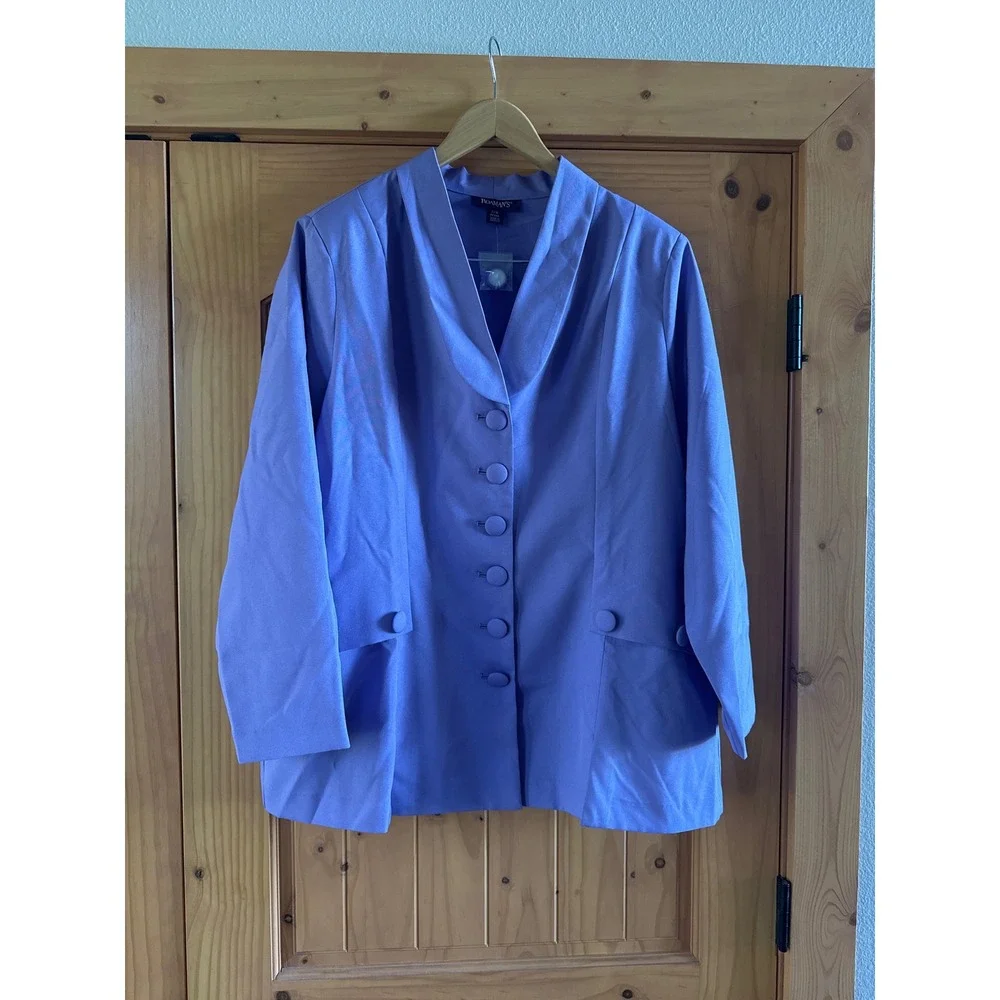 Roamans‎ Plus Size 22W Petite Purple Ten-Button Shawl-Collar Pant Suit 2-Pc NWT
